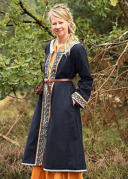 Battle Merchant Burgfräulein-Kostüm Bestickter Wikinger-Mantel, dunkelblau günstig online kaufen