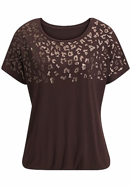 LASCANA Kurzarmshirt "mit Leo-Print" aus angenehmer Viskose-Qualität günstig online kaufen