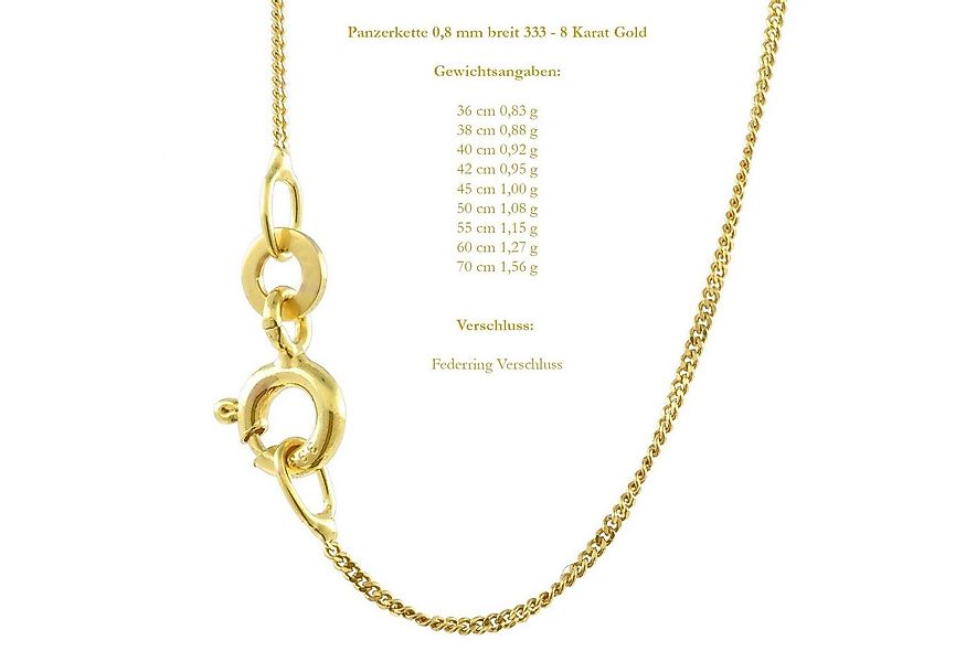 HOPLO Goldkette Goldkette Panzerkette 333 - 8 Karat Gold 0,8 mm - 36 cm, Ma günstig online kaufen