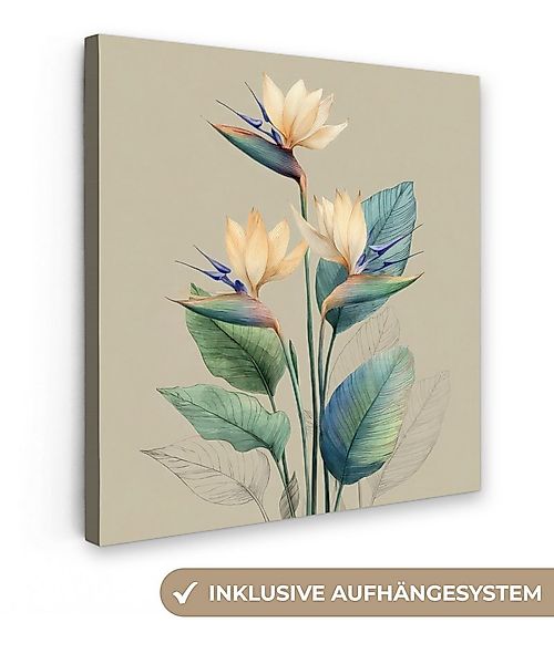 OneMillionCanvasses® Leinwandbild Paradiesvogelblüten - Blaugrüne Blätter - günstig online kaufen