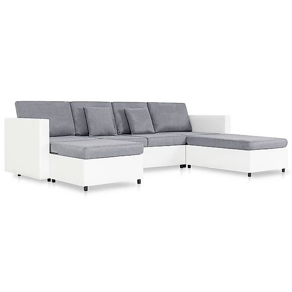 vidaXL Sofa 4-Sitzer Ausziehbares Schlafsofa Kunstleder Weiß günstig online kaufen