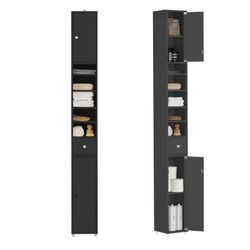 SoBuy Badezimmerschrank mit 5 Fächern und 1 Schublade Holz Schwarz BZR34-SC günstig online kaufen