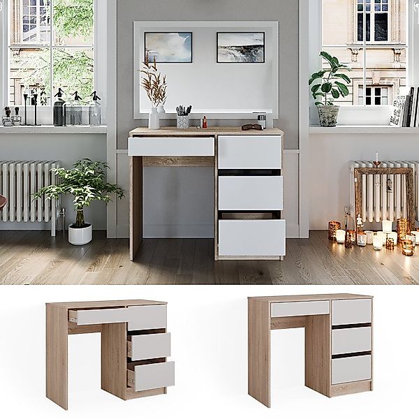 Vicco Schminktisch Sherry, Sonoma/Weiß, 90 cm günstig online kaufen