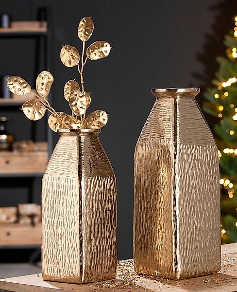 GILDE Tischvase »Lola, Dekovase«, (1 St.), Vase aus Aluminium, mit geritzte günstig online kaufen