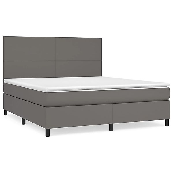 vidaXL Boxspringbett mit Matratze Grau 160x200 cm Kunstleder1466035 günstig online kaufen