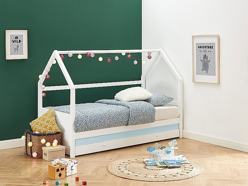 Ausziehbett Hausbett - Kiefernholz - 2 x 90 x 190 cm - Weiß - HURRA günstig online kaufen