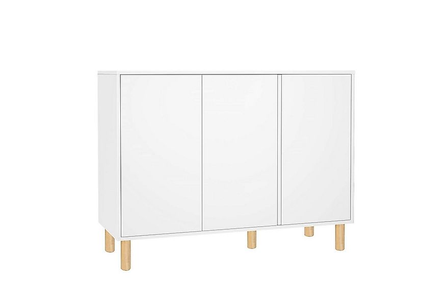 Homfa Sideboard Sideboard Kommode, mit 3 Türen, weiß, 107x40x80cm, aus Holz günstig online kaufen
