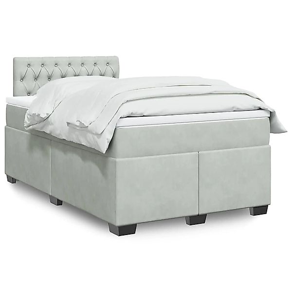 vidaXL Boxspringbett mit Matratze Hellgrau 120x190 cm Samt 3288564 günstig online kaufen
