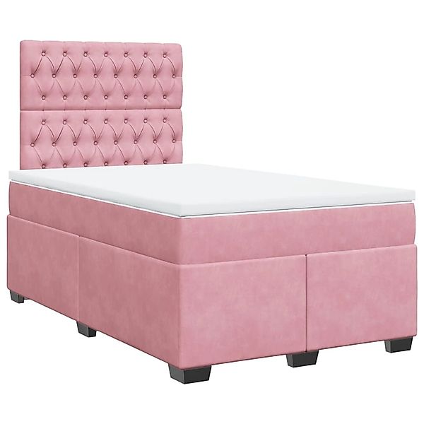 vidaXL Boxspringbett, Boxspringbett mit Matratze Rosa 120x200 cm Samt günstig online kaufen