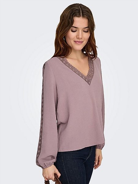 ONLY Langarmbluse ONLGREGOR METTE LS LACE TOP WVN Kunstfaser, regular fit, günstig online kaufen