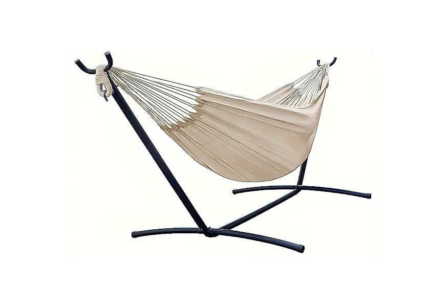 RAMROXX Hängematte 200×150 cm creme natur mit Gestell platzsparend bis 250 günstig online kaufen