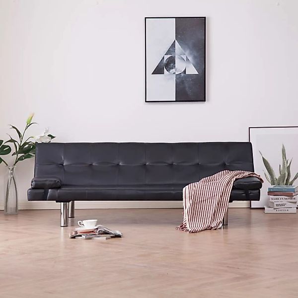 Schlafsofa Mit Zwei Kissen Braun Kunstleder günstig online kaufen