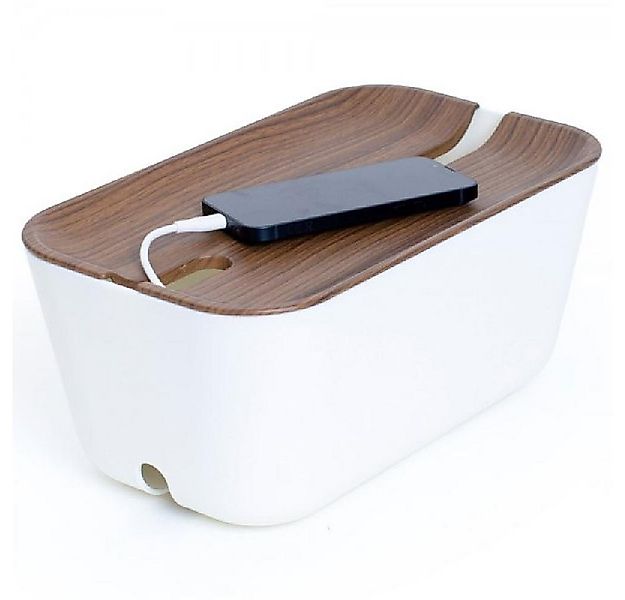 Bosign Aufbewahrungsbox Kabel-Box Cable Organiser Hideaway Weiß-Holzoptik ( günstig online kaufen