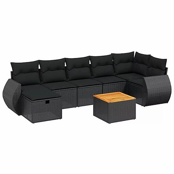 vidaXL 8-tlg Garten-Sofagarnitur mit Kissen Schwarz Poly Rattan Modell 146 günstig online kaufen