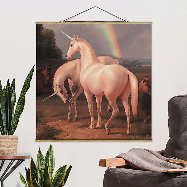 Stoffbild mit Posterleisten Falsche Pferde günstig online kaufen