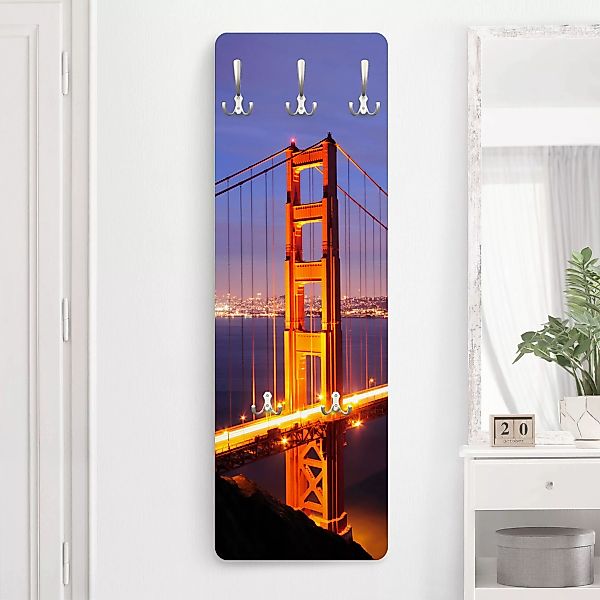 Wandgarderobe Holzpaneel Golden Gate Bridge bei Nacht günstig online kaufen