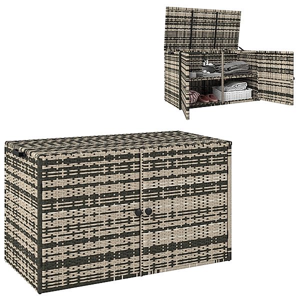 Outsunny Rattan Auflagenbox 350L 2-Ebenne wetterfest Kissenbox mit Deckel H günstig online kaufen