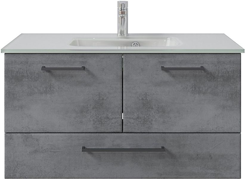 Saphir Badmöbel-Set »Quickset 945 Glas-Waschtisch mit Unterschrank, 99 cm b günstig online kaufen