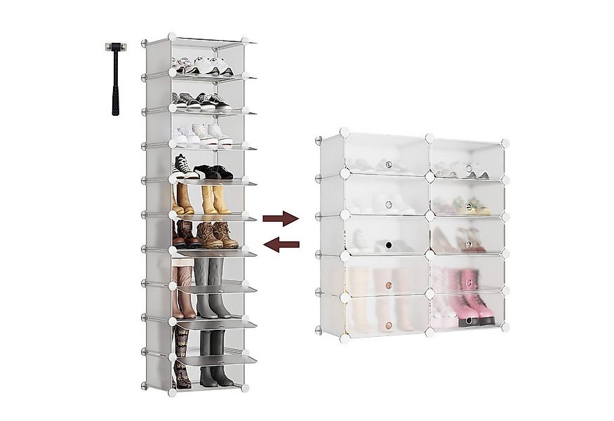 Sekey Schuhregal Platzsparendes Schuhregal mit Stecksystem – 10 Ebenen, Hoc günstig online kaufen