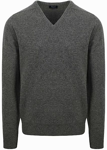 William Lockie V-Auschnitt Pullover Lammwolle Grau - Größe XL günstig online kaufen