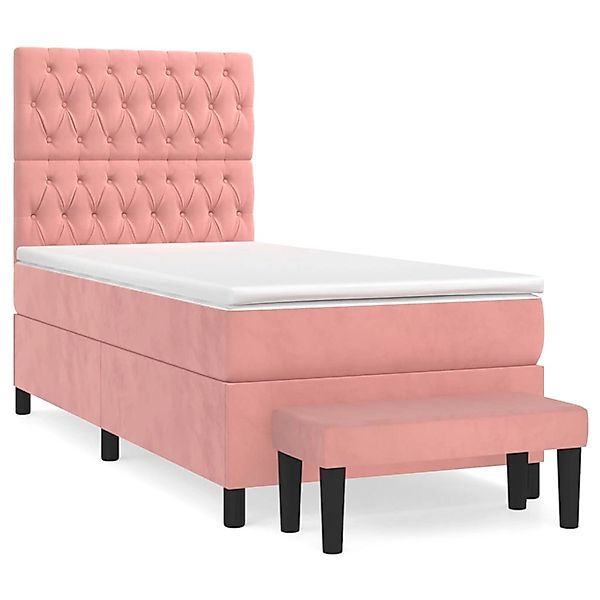 vidaXL Boxspringbett mit Matratze Rosa 100x200 cm Samt1399382 günstig online kaufen
