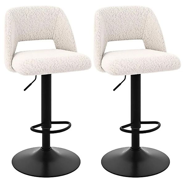 Costway Barhocker 2er Set mit Teddystoff Höhenverstellbar 63-83 cm günstig online kaufen