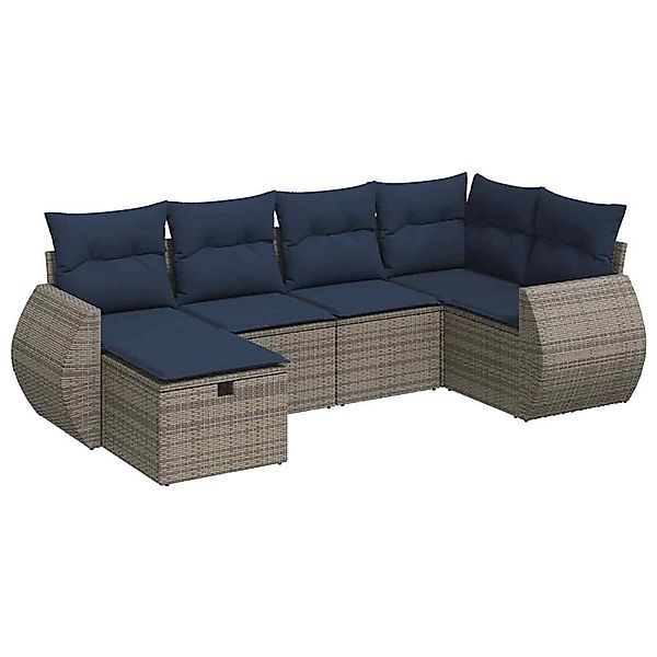 vidaXL 6-Tlg Garten-Sofagarnitur mit Kissen Grau Poly Rattan 3325587 günstig online kaufen