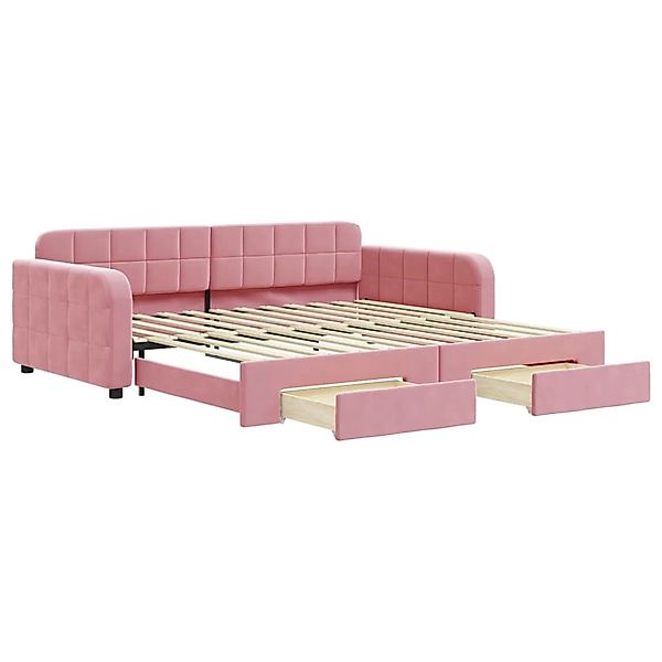 vidaXL Tagesbett Ausziehbar mit Schubladen Rosa 100x200 cm Samt1896655 günstig online kaufen