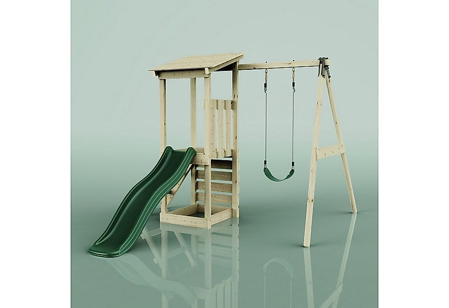 OutdoorToys Spielturm Lyon aus Holz in Grün mit Kinderschaukel & Rutsche, K günstig online kaufen