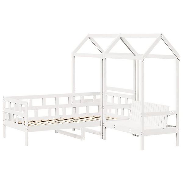 vidaXL Bett Tagesbett Set mit Dach Weiß 90x200 cm Massivholz Kiefer günstig online kaufen