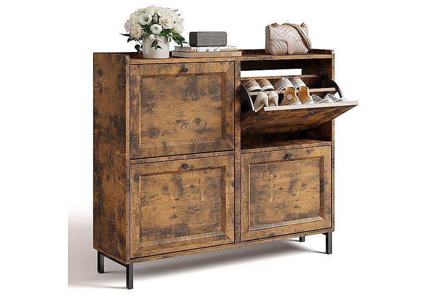 Bealife Schuhschrank mit 4 Klappen und eingezäunter Decke, Kapazität 16 Paa günstig online kaufen