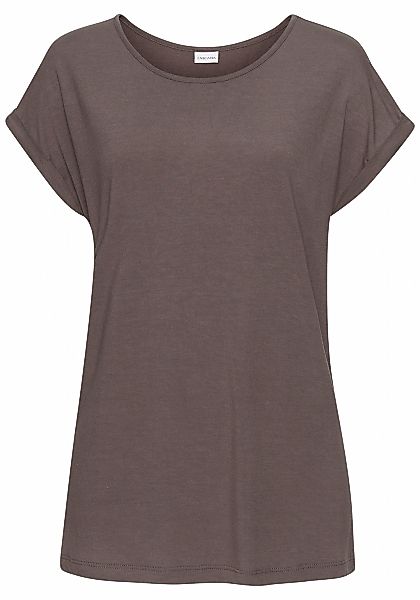 LASCANA Kurzarmshirt, mit Rundhalsausschnitt, Jerseyware, Ärmelaufschlag, B günstig online kaufen
