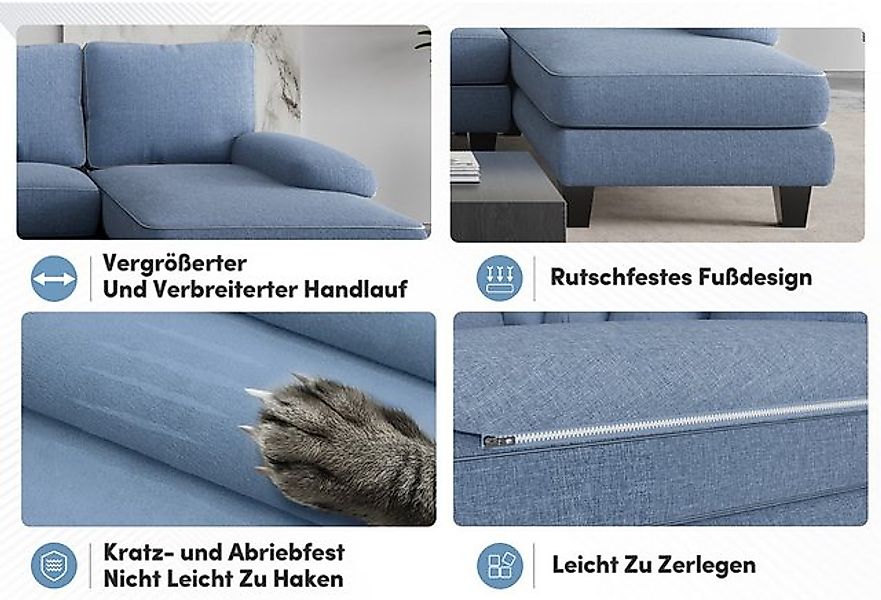 GUNJI Ecksofa Ecksofa mit Schlaffunktion, U-förmig L-förmiges Sofa mit Kiss günstig online kaufen