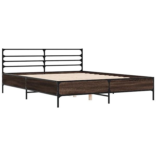 vidaXL Bettgestell Braun Eichen-Optik 160x200 cm Holzwerkstoff Metall 32800 günstig online kaufen