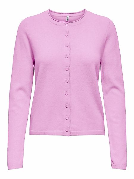 ONLY Strickjacke "ONLLOYAL LIFE LS O-NECK BUT CAR KNT NOOS" gerippte Ärmelb günstig online kaufen