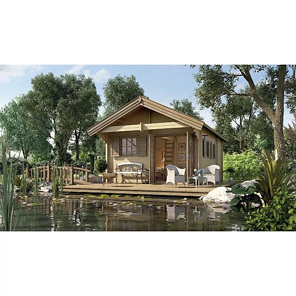 Holz-Gartenhaus 155 Satteldach Natur Unbehandelt 500 cm x 690 cm günstig online kaufen