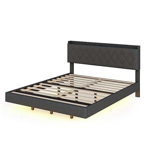 Celya Polsterbett Doppelbett mit LED-Farbwechsel-Lichtleiste, 140x200cm Lei günstig online kaufen