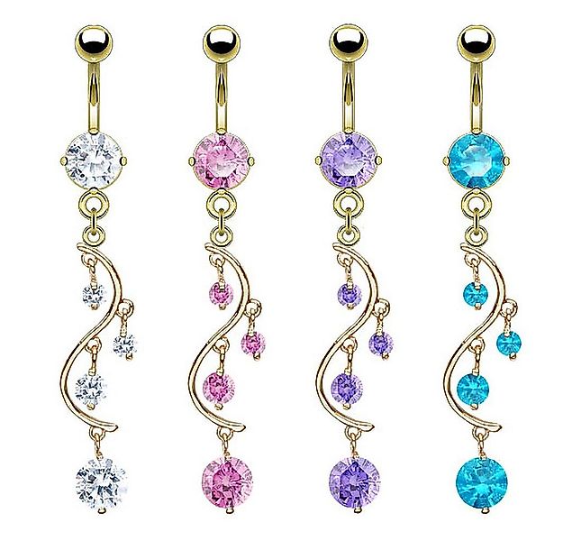 Taffstyle Bauchnabelpiercing Piercing Chirurgenstahl Vergoldet Kristall Wei günstig online kaufen