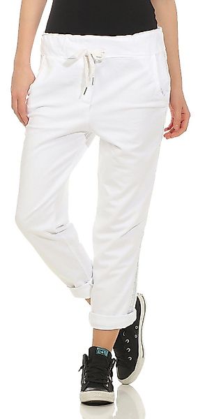 Mississhop Jogginghose Damen Baumwollhose seitlichen Glitzerstreifen günstig online kaufen