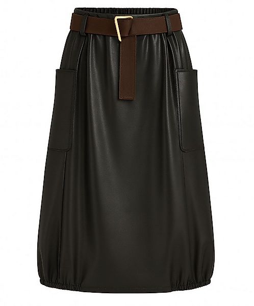 Mississhop A-Linien-Rock Damen Midirock in Lederoptik mit Stoffgürtel M.435 günstig online kaufen