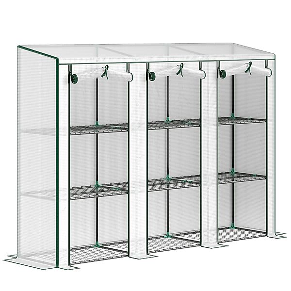 Outsunny PVC-Gewächshaus mit 3-stufigen Regalen, Balkon-Gewächshaus, Stahlg günstig online kaufen