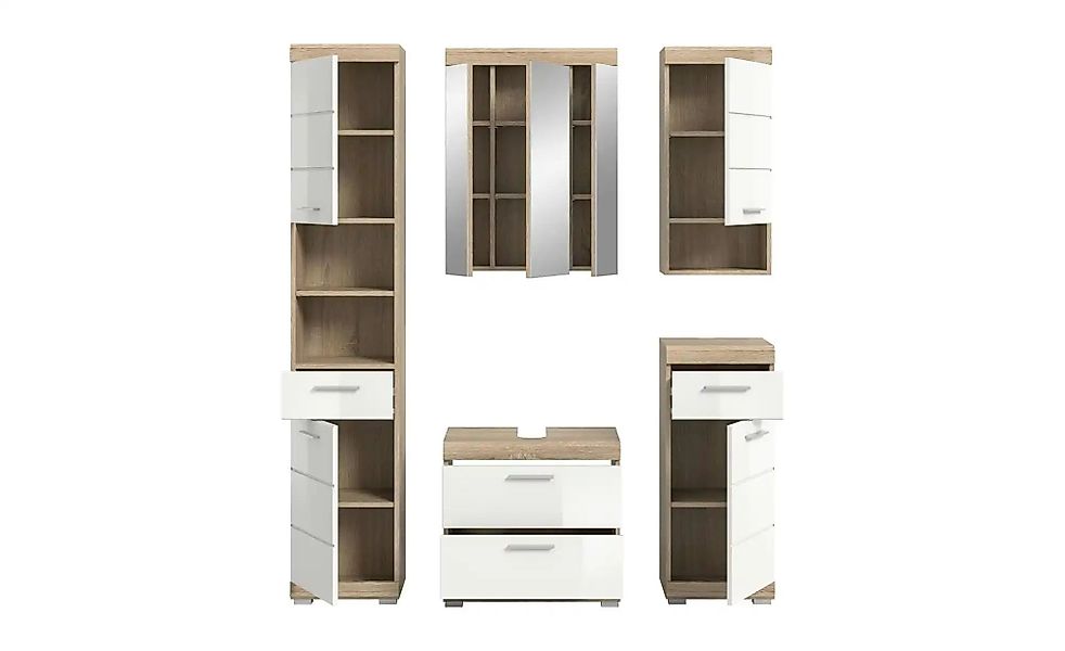 Badmöbel-Set SCHLOONSEE  5 teilig  bestehend aus:  Hochschrank  WBU  Spiege günstig online kaufen