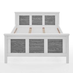 Zweifarbiges Landhaus Bett in Kiefer Grau & Weiß 94 cm Kopfteil günstig online kaufen