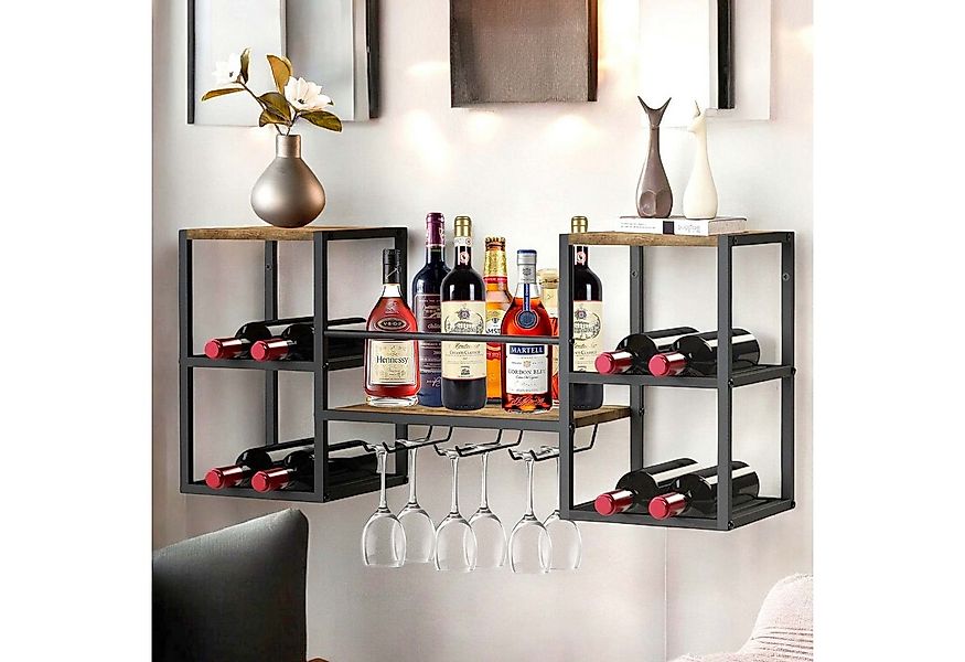 DanDiBo Weinregal Wand Metall Holz 96604 Flaschenregal mit Glashalter Wandm günstig online kaufen