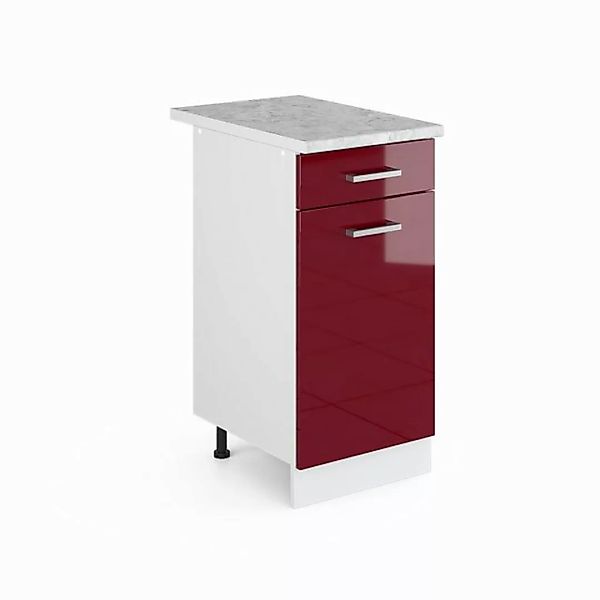 Vicco Unterschrank R-Line, Bordeaux Hochglanz/Weiß, 40 cm, AP Marmor günstig online kaufen