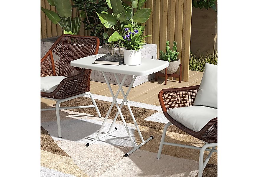 Outsunny Gartentisch höhenverstellbar, klappbar, aus Kunststoff, rechteckig günstig online kaufen