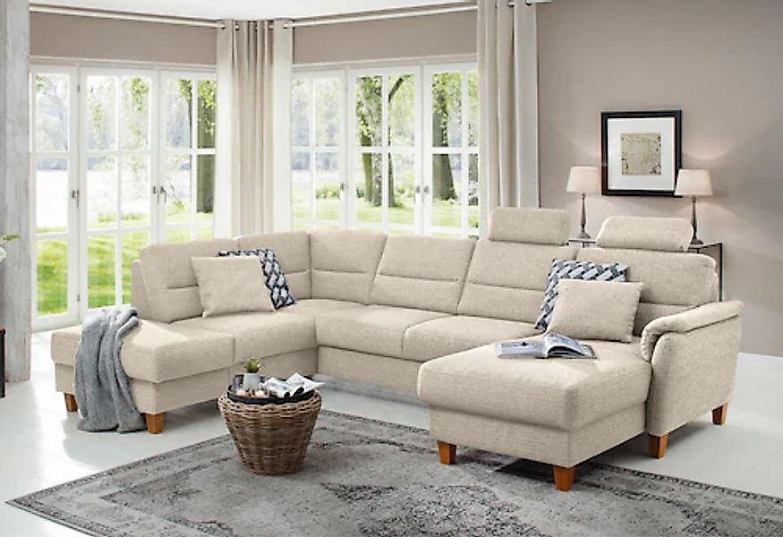 Home affaire Wohnlandschaft »Palmera U-Form, B: 308 cm« optional Bettfunkti günstig online kaufen