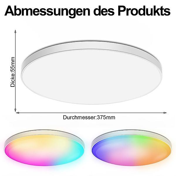 Rosnek LED Deckenleuchte 48/30W, RGB+CCT, WiFi, günstig online kaufen