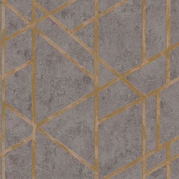 PROFHOME 369281-GU Grafik Tapete Geometrisch dezent schimmernd Grau Gold 0, günstig online kaufen