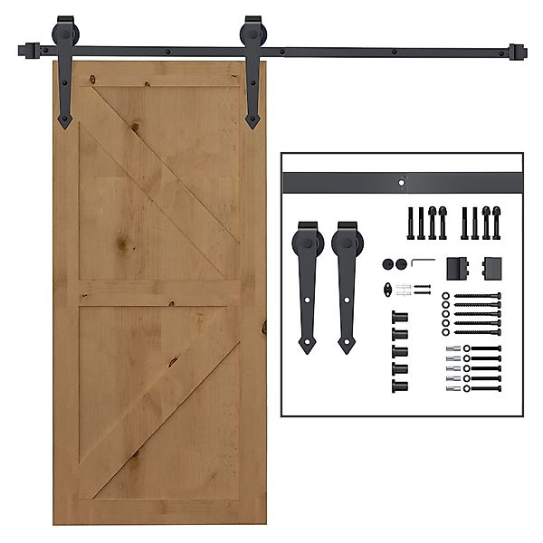 HOMCOM Schiebetüren-Beschlagsatz 200 cm Komplett-Set mit Schienen, Rollen, günstig online kaufen
